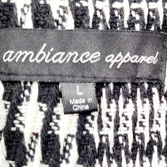 Ambiance Apparel Black & White Tweed Button Up Lined Trench Coat Women's Size L - Picture 9 of 10